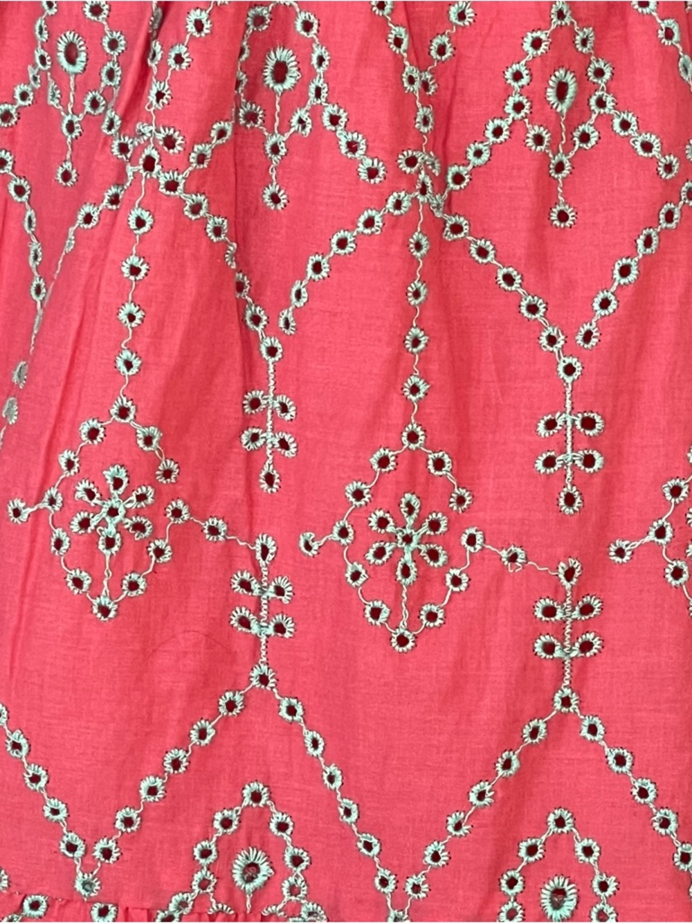 Modaposa Cadenza Dress 100% Cotton Embroidered Eyelet Pink W/Green Accents S ๐ - Picture 8 of 11